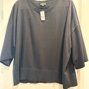 New Ann Taylor Oversized 3/4 Sleeve Tee in black